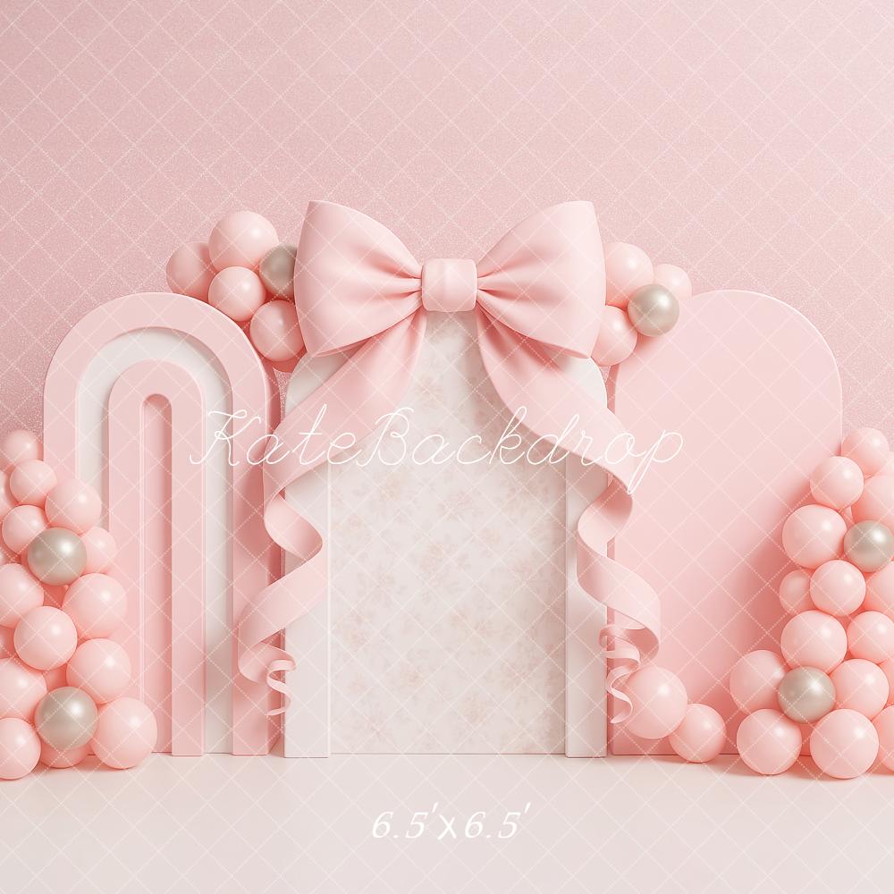 ⚡Blitzangebote #2-Kate Cake Smash Bow Rosa Luftballon Bogen Hintergrund - Kate Backdrop.de