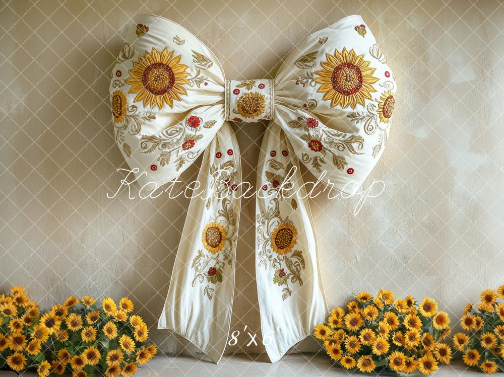 🔥50%OFF-Kate Herbst Sonnenblume Weiß Schleife Blumen Hintergrund - Kate Backdrop.de