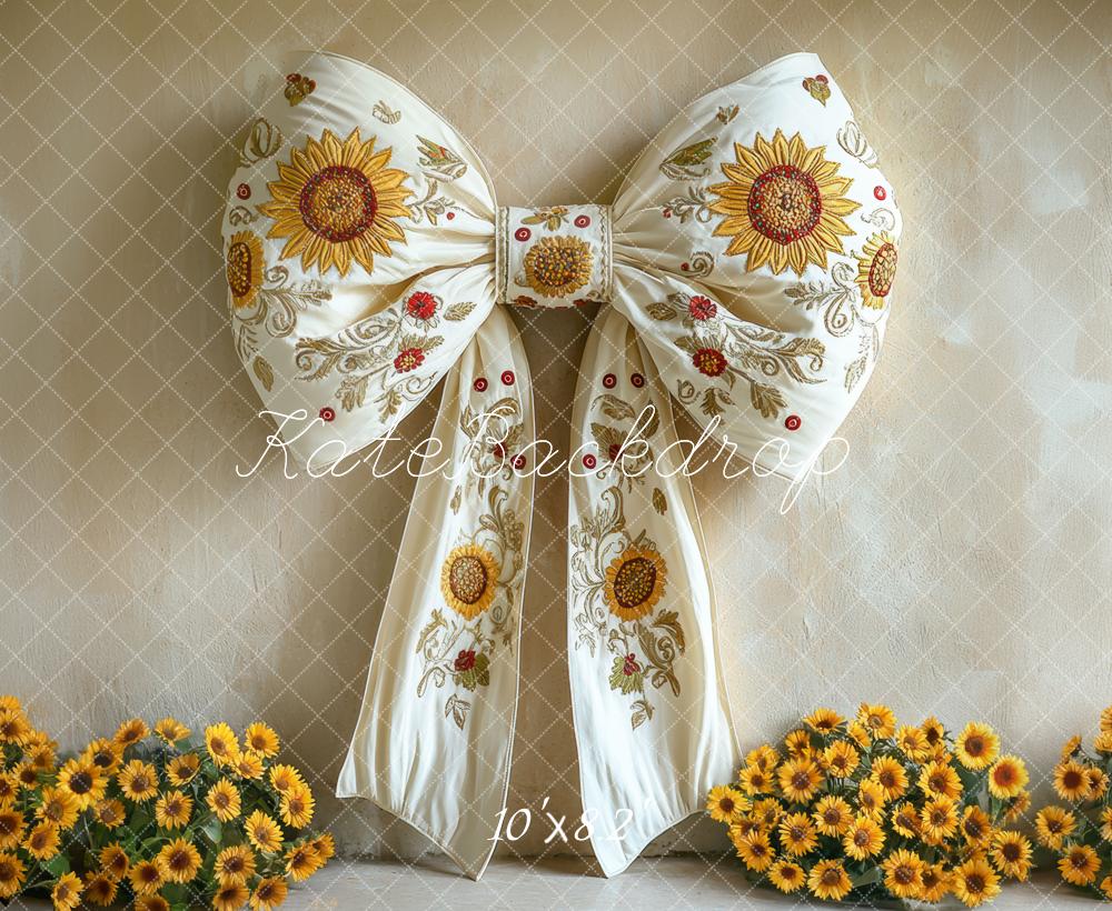🔥50%OFF-Kate Herbst Sonnenblume Weiß Schleife Blumen Hintergrund - Kate Backdrop.de