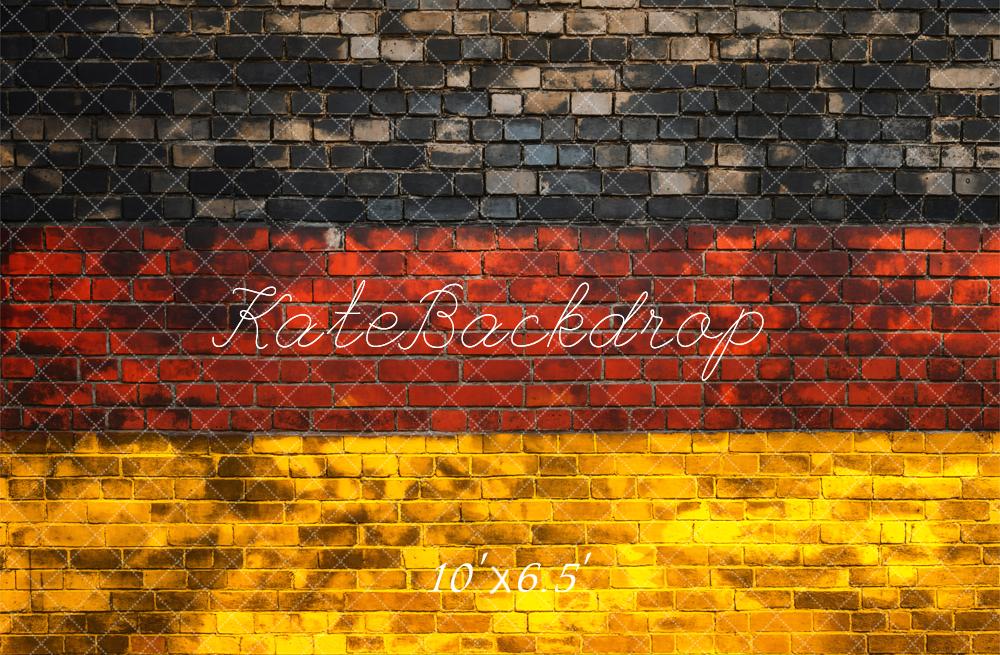 Kate Retro-Ziegelwand Deutsche Flagge Nationalfeiertag Hintergrund entworfen von Chain Photography - Kate Backdrop.de