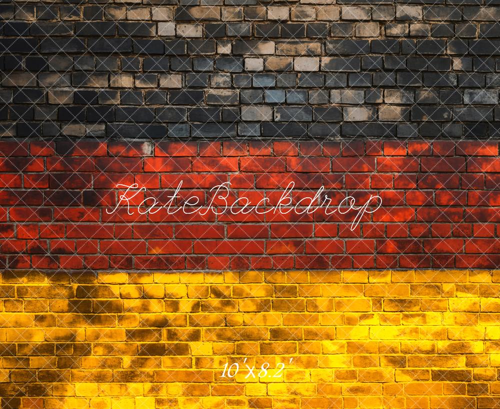 Kate Retro-Ziegelwand Deutsche Flagge Nationalfeiertag Hintergrund entworfen von Chain Photography - Kate Backdrop.de