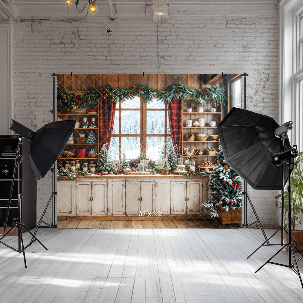 Kate Weihnachten Rustikale Küche Hintergrund entworfen von Emetselch - Kate Backdrop.de
