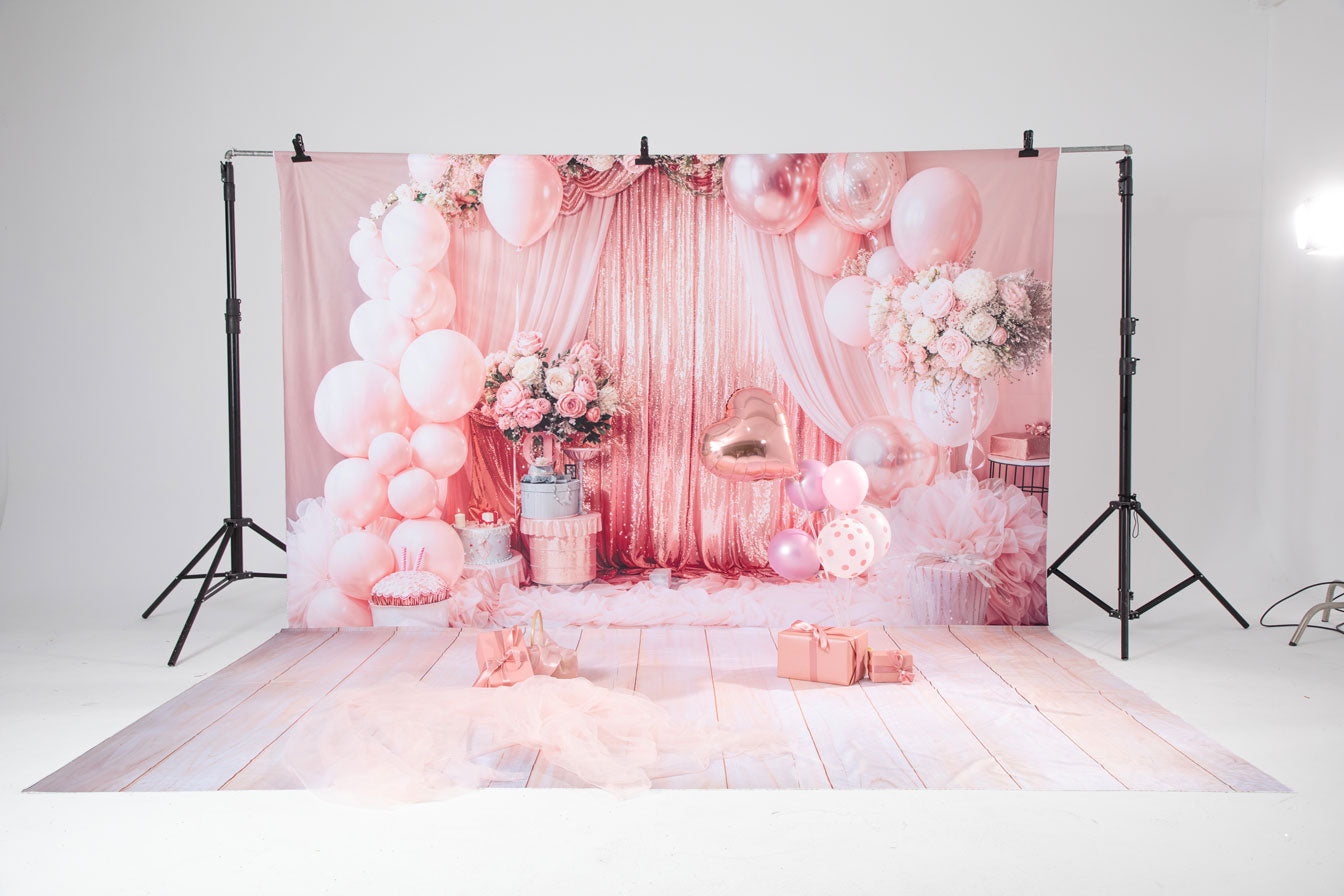 Kate Geburtstag Ballons Blumen Rosa Hintergrund Entworfen von Emetselch