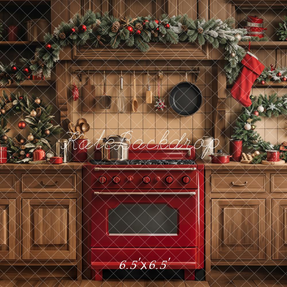 ⚡Blitzangebote #2-Kate Weihnachten Küchen Schrank hölzerne Girlande Hintergrund - Kate Backdrop.de