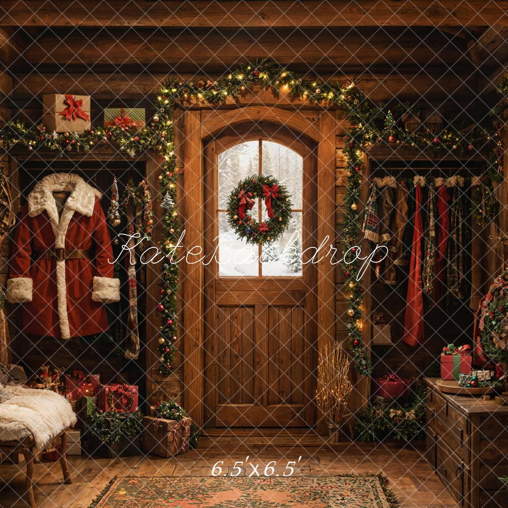 Kate Weihnachten Küchen Schrank hölzerne Girlande Hintergrund entworfen von Emetselch - Kate Backdrop.de