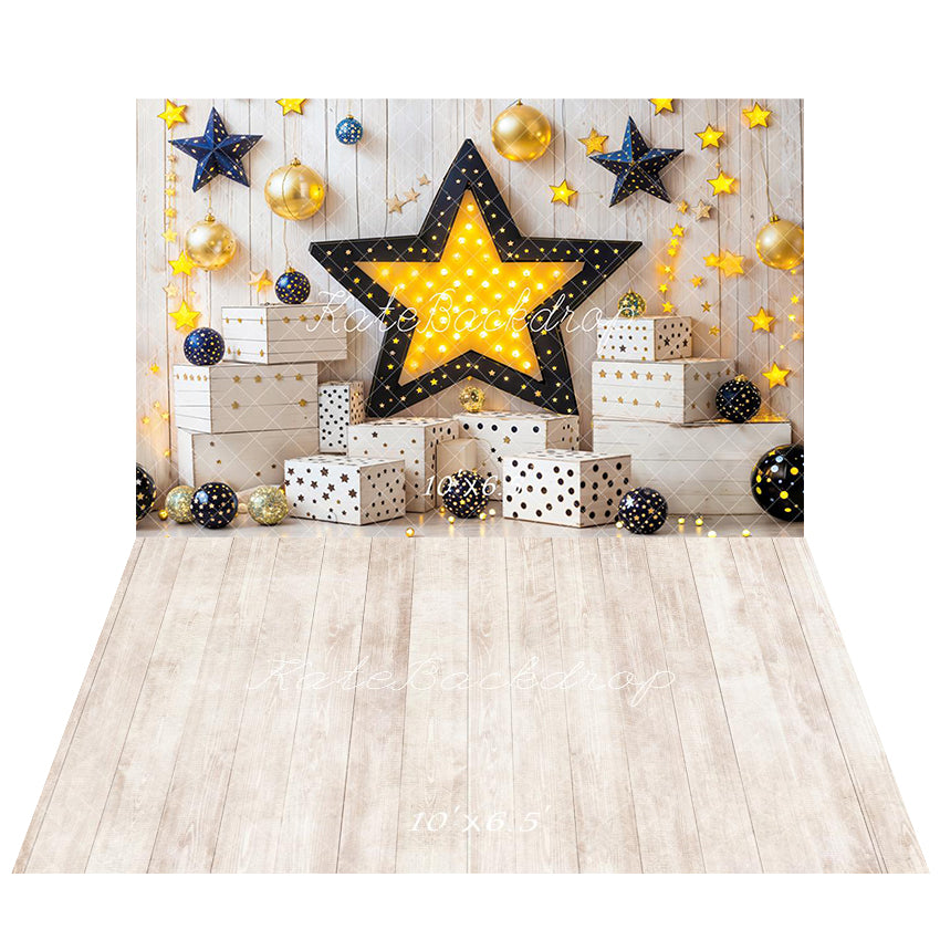 Kate Geburtstags-Geschenkbox Sternennacht Hintergrund+Beiger Holzboden Hintergrund - Kate Backdrop.de