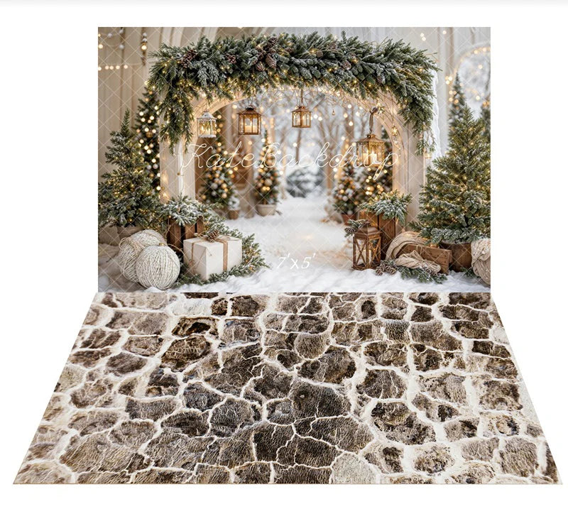 Kate Weihnachten Schneebogen Hintergrund+Steintextur-Boden Hintergrund
