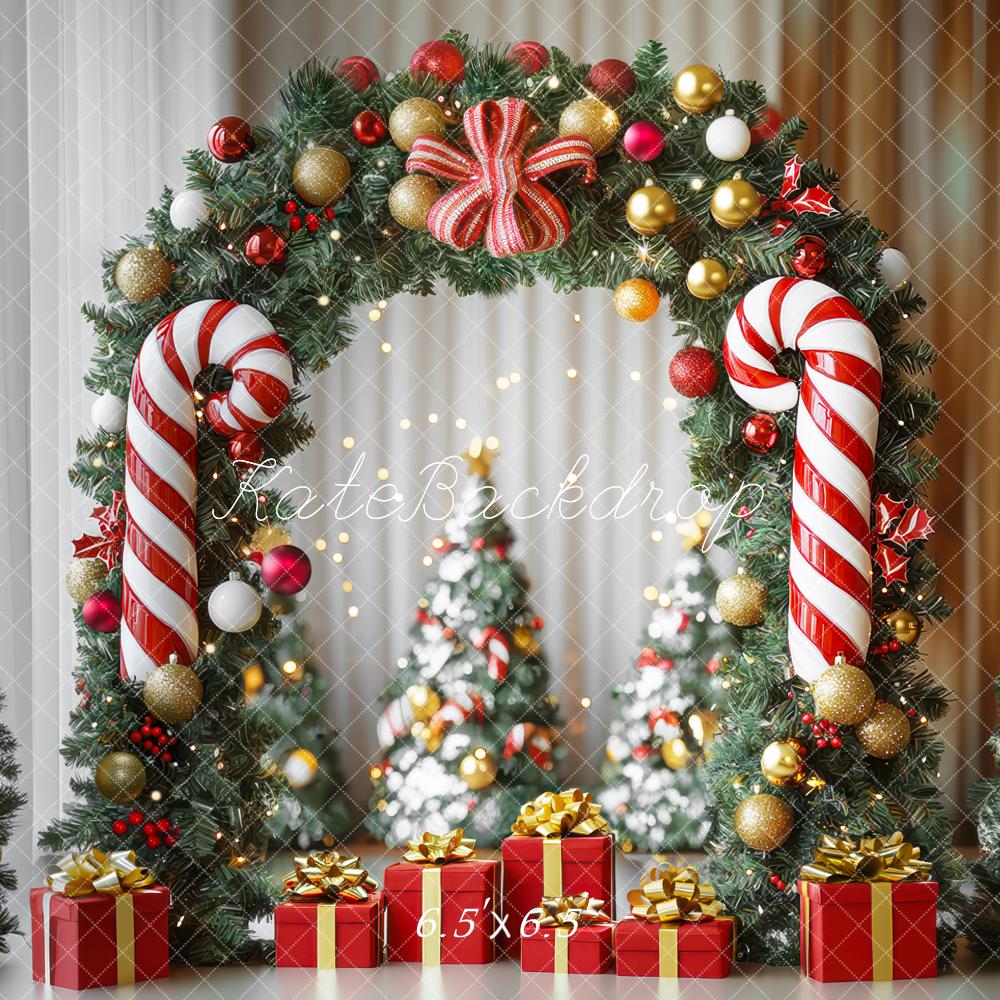 Kate Weihnachten-Baum Zuckerstangenbogen im Raum Hintergrund Entworfen von Mini MakeBelieve - Kate Backdrop.de