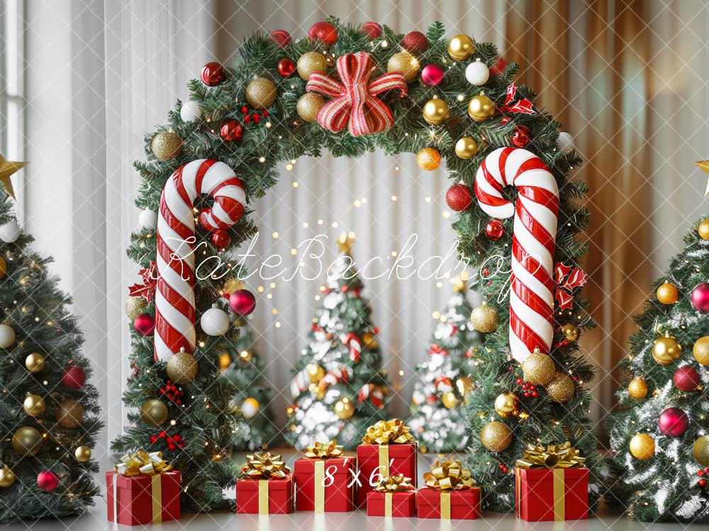 Kate Weihnachten-Baum Zuckerstangenbogen im Raum Hintergrund Entworfen von Mini MakeBelieve - Kate Backdrop.de