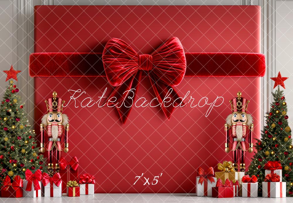 ⚡Blitzangebote #2-Kate Weihnachten - Nussknacker Große Geschenkschleife Hintergrund - Kate Backdrop.de