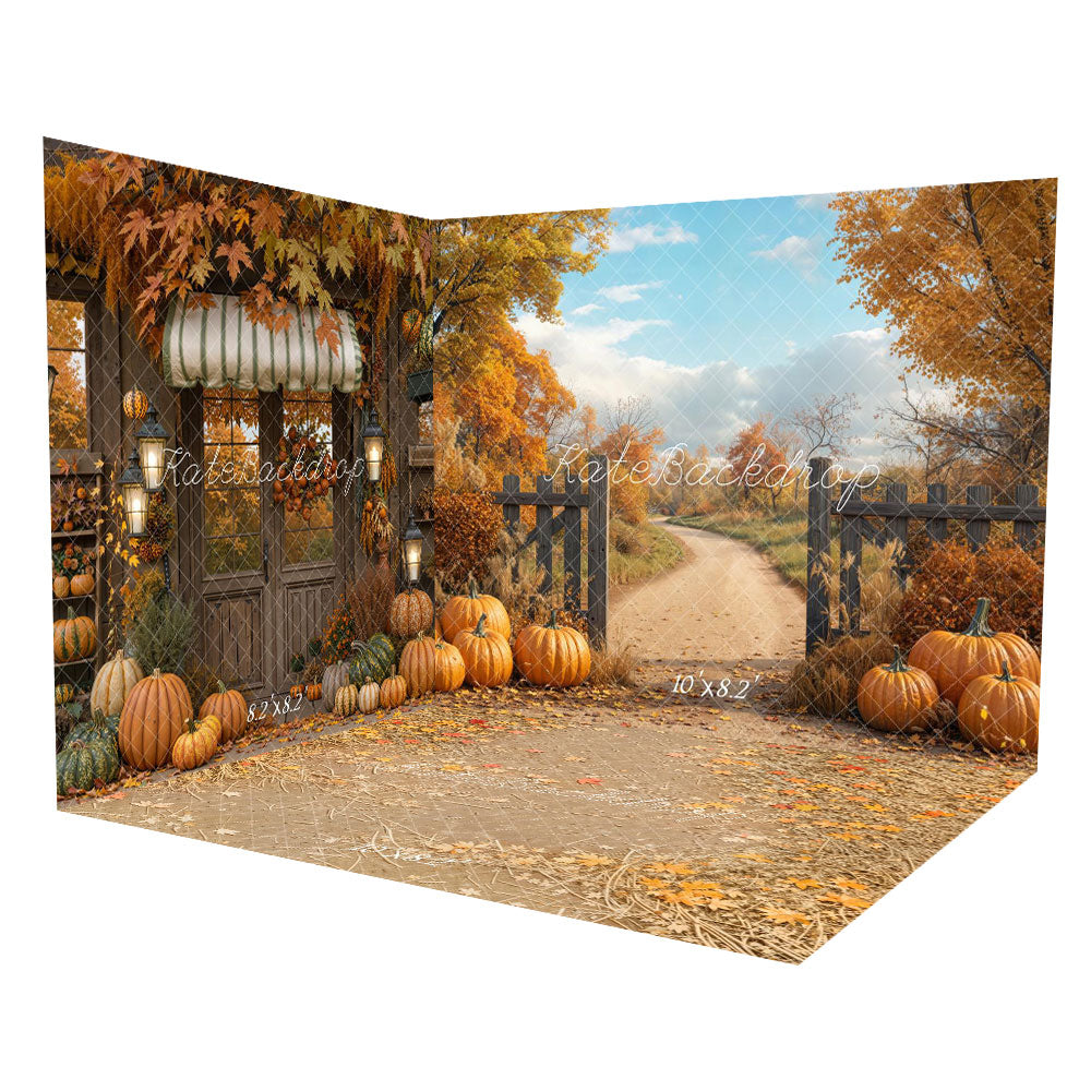 ⚡Blitzangebote #2-Kate Herbst Kürbis Veranda Ahornblätter Raum Hintergrund-Set - Kate Backdrop.de