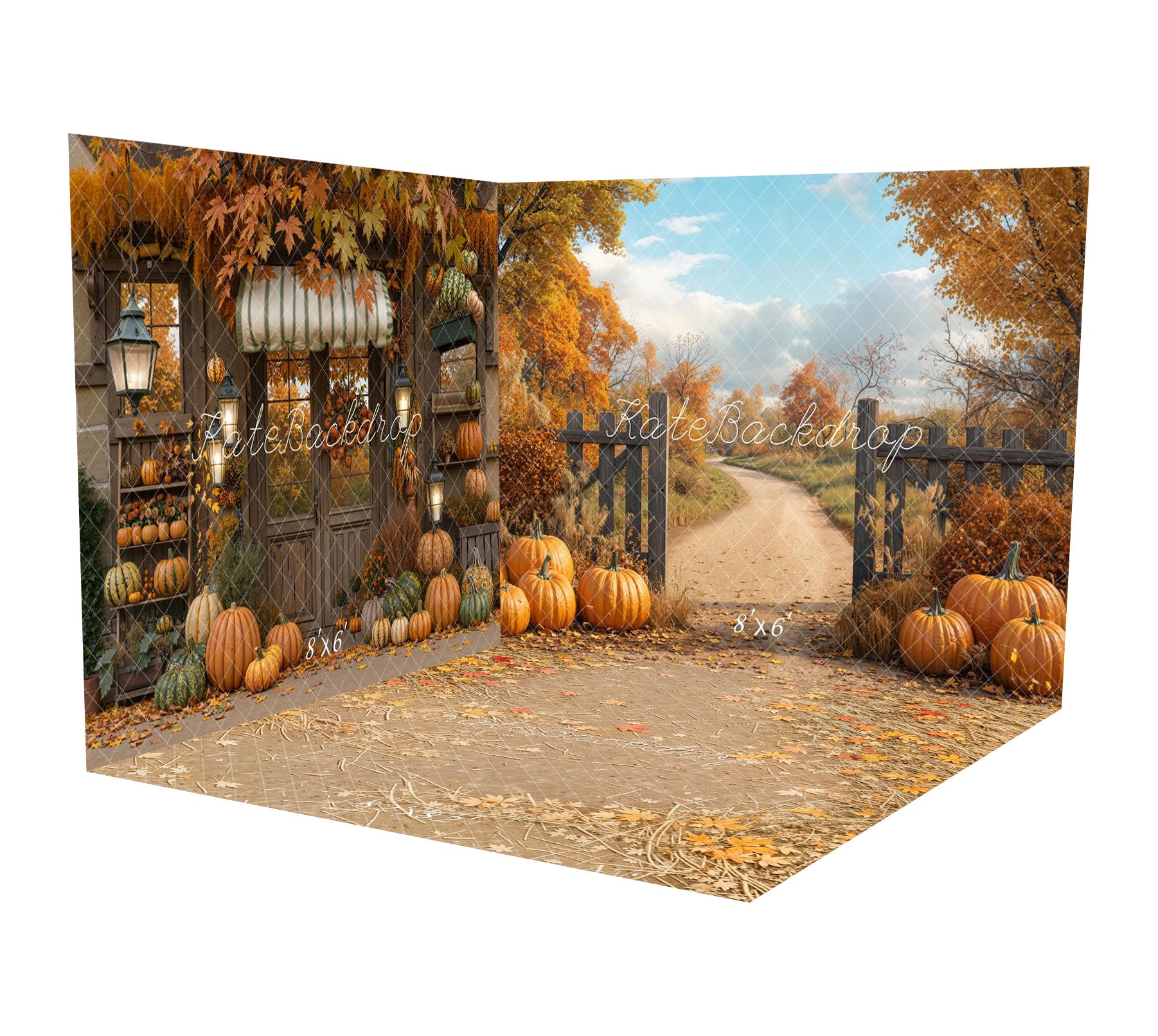 ⚡Blitzangebote #2-Kate Herbst Kürbis Veranda Ahornblätter Raum Hintergrund-Set - Kate Backdrop.de