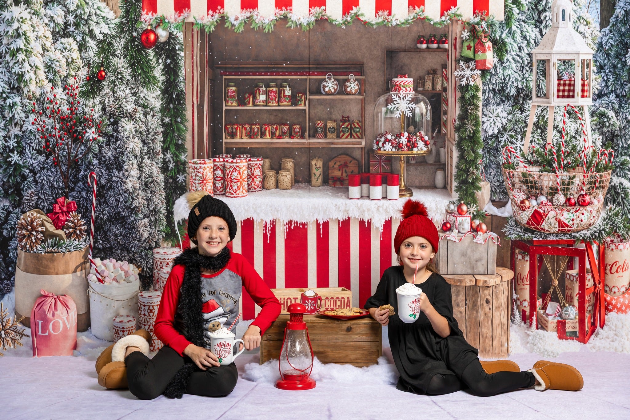Kate Weihnachten Heiße Schokolade Stand Winterwald Hintergrund Entworfen von Emetselch