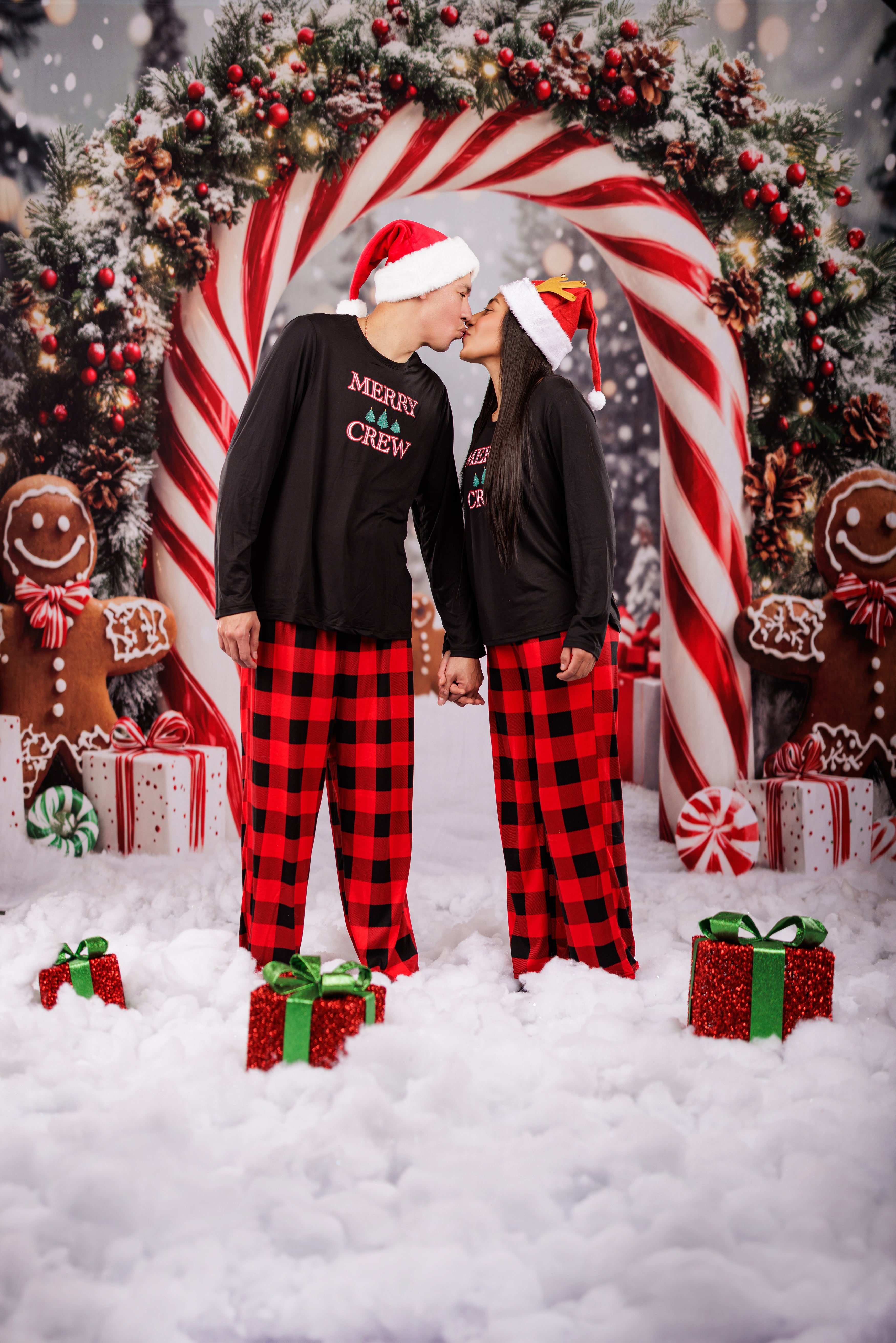 Kate Christmas Zuckerstangen Bogen Lebkuchen Rot Weiß Hintergrund Entworfen von Emetselch