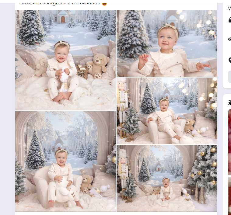 Kate Weihnachten Wohnzimmer Schneelandschaft Weiß Hintergrund Entworfen von Emetselch - Kate Backdrop.de