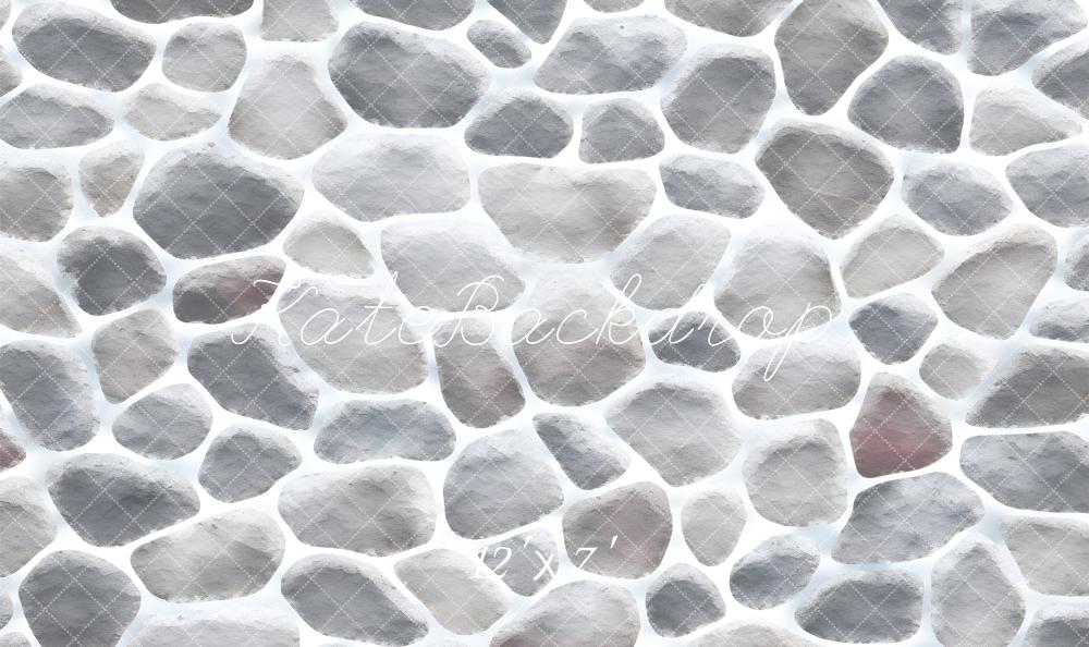 Kate Graue Kopfsteinpflasterwand-Textur Vinyl Hintergrund Boden