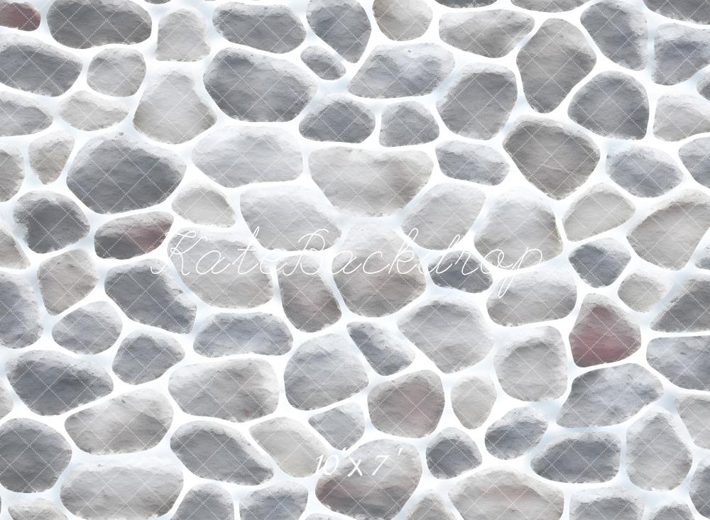 Kate Graue Kopfsteinpflasterwand-Textur Vinyl Hintergrund Boden