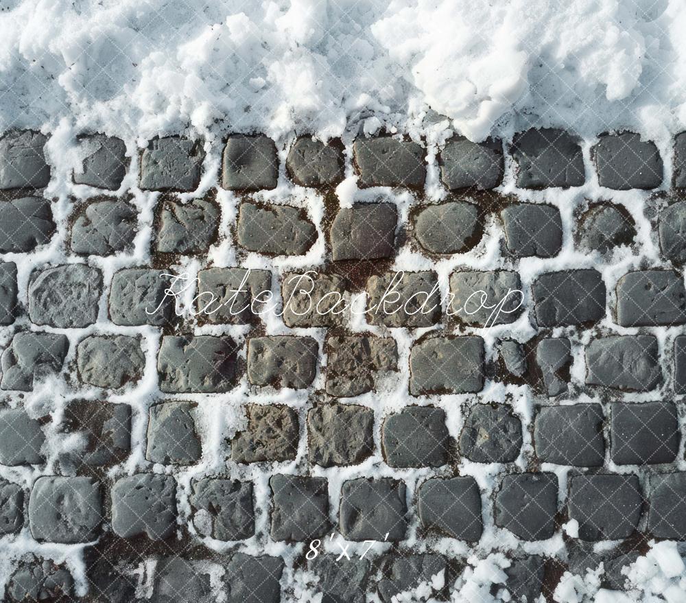Kate Ziegelmauer Schnee Vinyl Hintergrund Boden