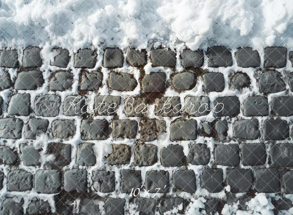 Kate Ziegelmauer Schnee Vinyl Hintergrund Boden
