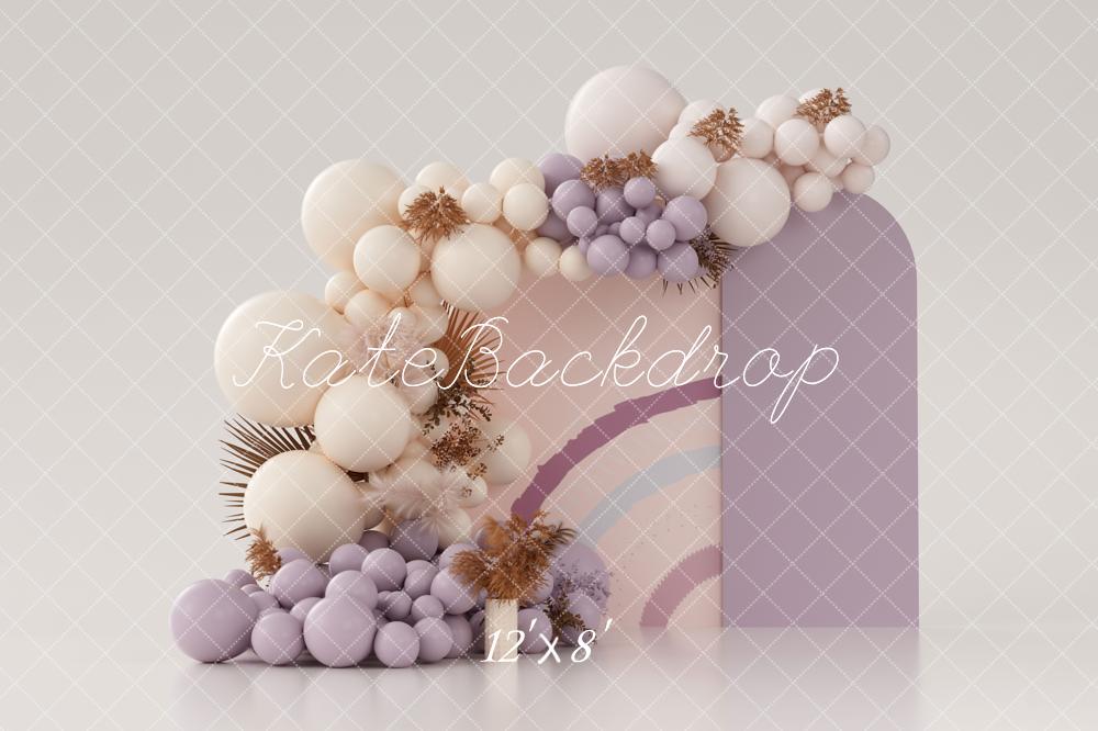 Kate Lila Boho Ballons Kuchen Smash Fleece Hintergrund Entworfen von Uta Mueller - Kate Backdrop.de