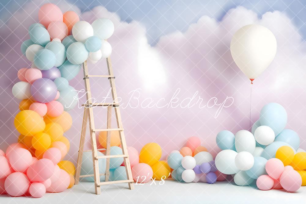 Kate Ballon Sommer Geburtstag Kuchen Smash Wolke Fleece Hintergrund Entworfen von Chain Photography