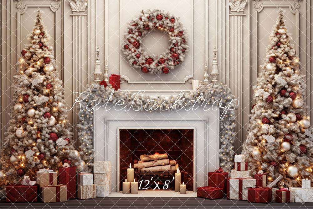Kate Weihnachten Vintage Wand Baum mit Rot Fleece Hintergrund - Kate Backdrop.de