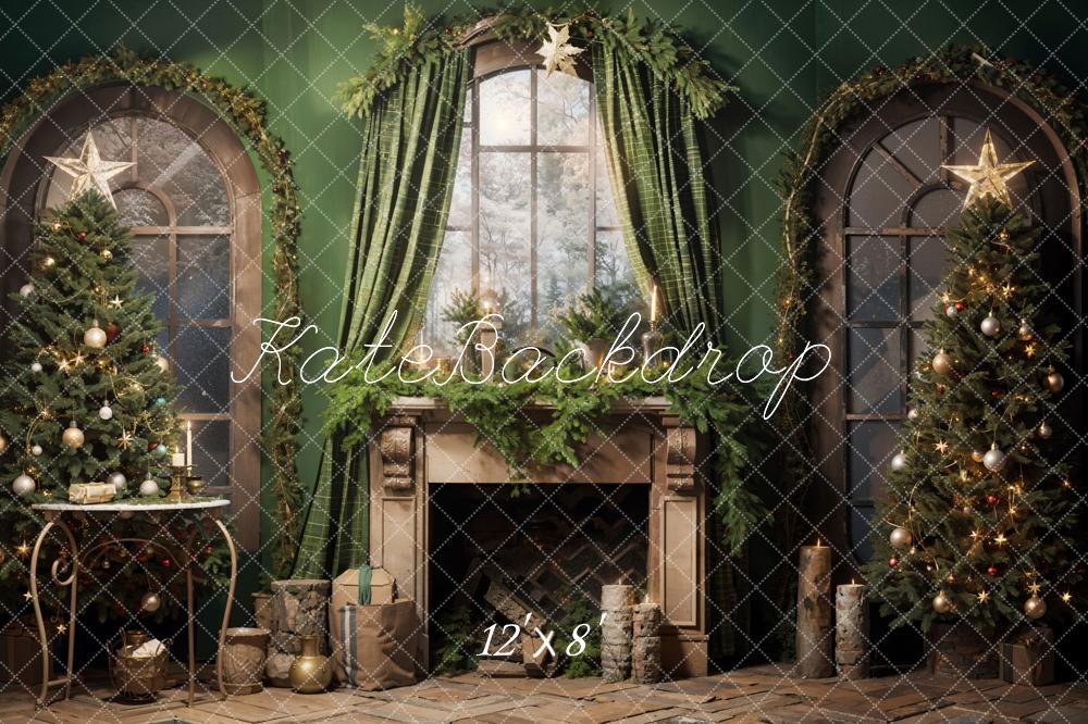 Kate Weihnachten Grüner Kamin Vorhang Fleece Hintergrund Entworfen von Emetselch - Kate Backdrop.de