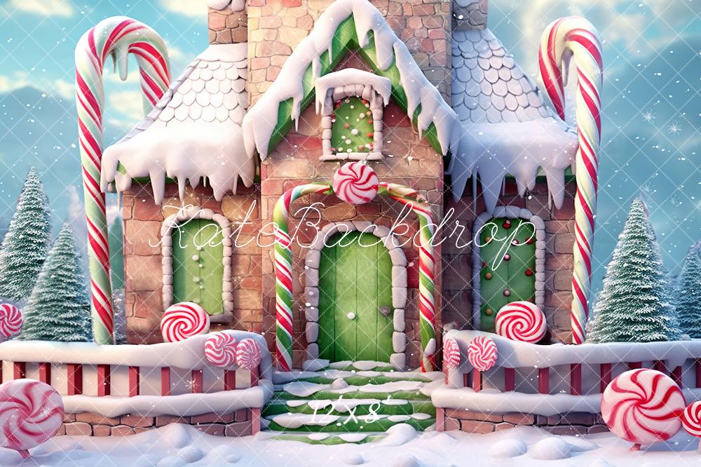 Kate Weihnachten Winter Zuckerhaus Fleece Hintergrund Entworfen von Emetselch