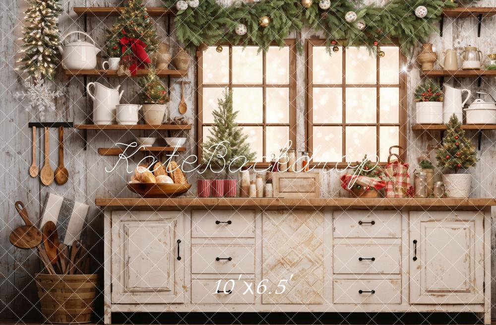 Kate Weiß Weihnachtsküche Fleece Hintergrund Entworfen von Emetselch - Kate Backdrop.de