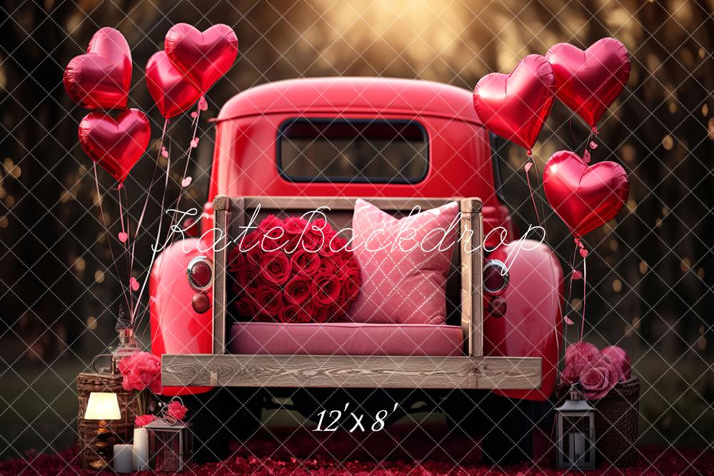 Kate Valentinstag Liebe Ballon Truck Fleece Hintergrund Entworfen von Chain Photography - Kate Backdrop.de