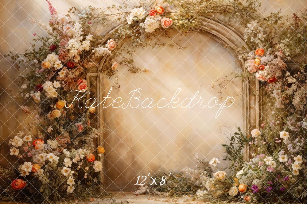 Kate Sonnige Beige Blumenwand Frühling Fleece Hintergrund Entworfen von Emetselch - Kate Backdrop.de