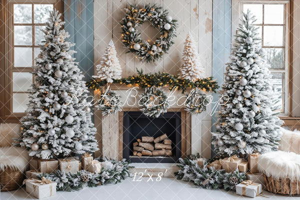 Kate Weihnachten - Baum Kamin Schnee Hintergrund Entworfen von Emetselch - Kate Backdrop.de
