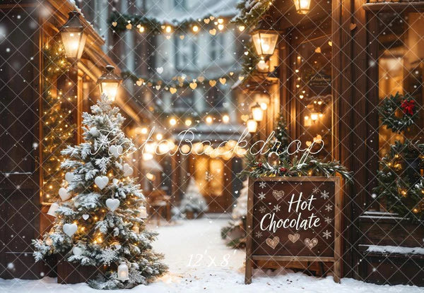 Kate Weihnachten Heiße Schokolade Shop Bokeh Hintergrund Entworfen von Emetselch - Kate Backdrop.de