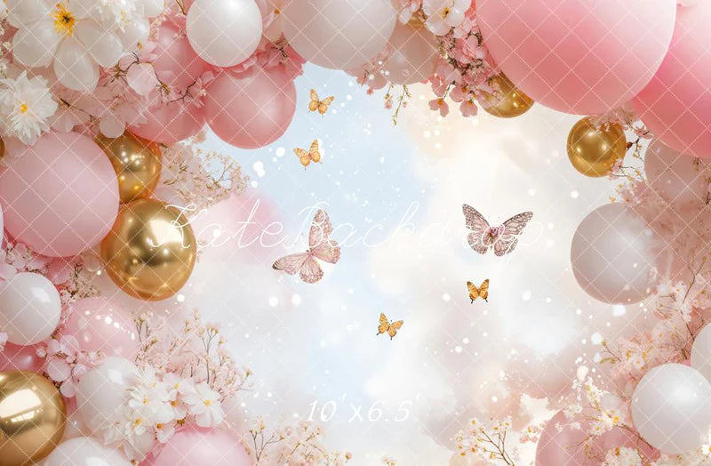 Kate Rosa Geburtstagsballon Schmetterling Fleece Hintergrund
