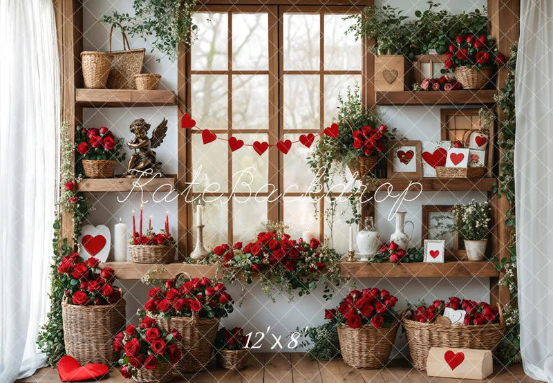 ⚡Blitzangebote #2-Kate Valentinstag Rosen Regale Fleece Hintergrund - Kate Backdrop.de