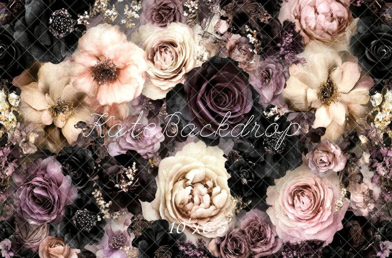 ⚡Blitzangebote #2-Kate Feine Kunst Vintage Blumen dunkel Rosa Fleece Hintergrund - Kate Backdrop.de