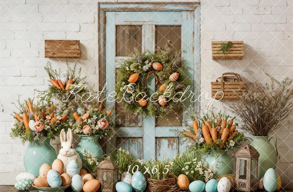 ⚡Blitzangebote #1-Kate Osterhase Blumen Rustikale Scheune Hintergrund - Kate Backdrop.de