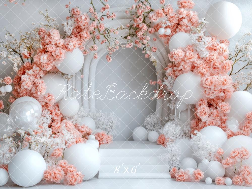 Kate Frühling Blumen Bogen Ballon Fleece Hintergrund Entworfen von Lidia Redekopp - Kate Backdrop.de