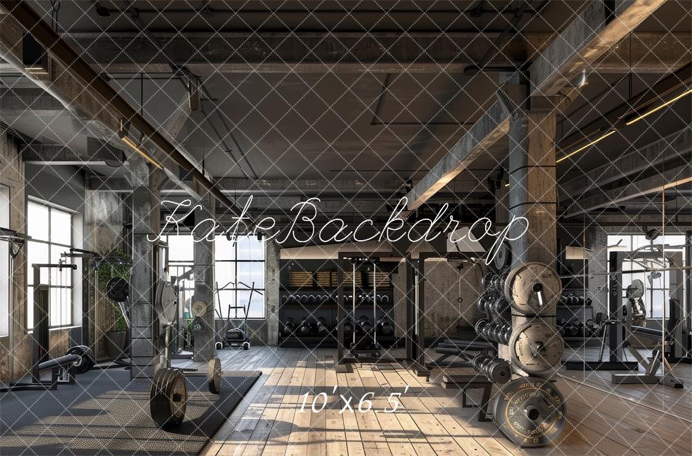 Kate Industrielle Turnhalle Fitness Interieur Fleece Hintergrund Entworfen von Lidia Redekopp - Kate Backdrop.de