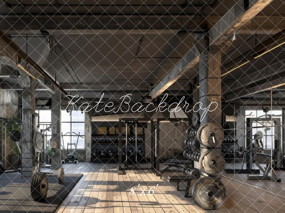 Kate Industrielle Turnhalle Fitness Interieur Fleece Hintergrund Entworfen von Lidia Redekopp - Kate Backdrop.de