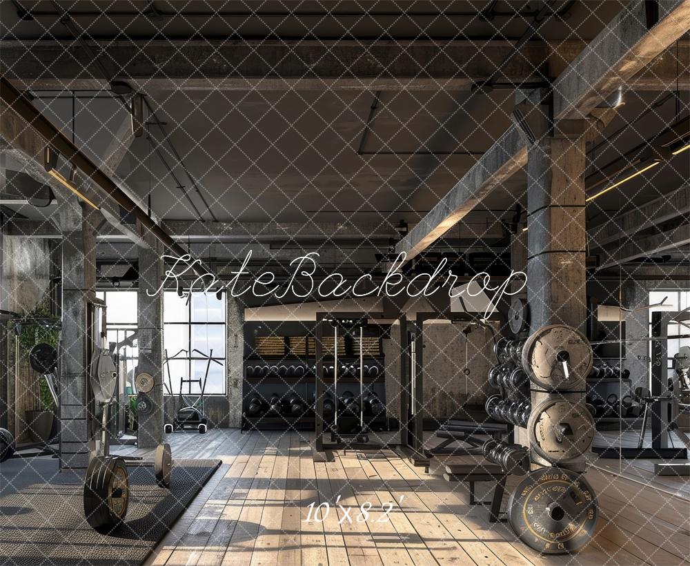 Kate Industrielle Turnhalle Fitness Interieur Fleece Hintergrund Entworfen von Lidia Redekopp - Kate Backdrop.de