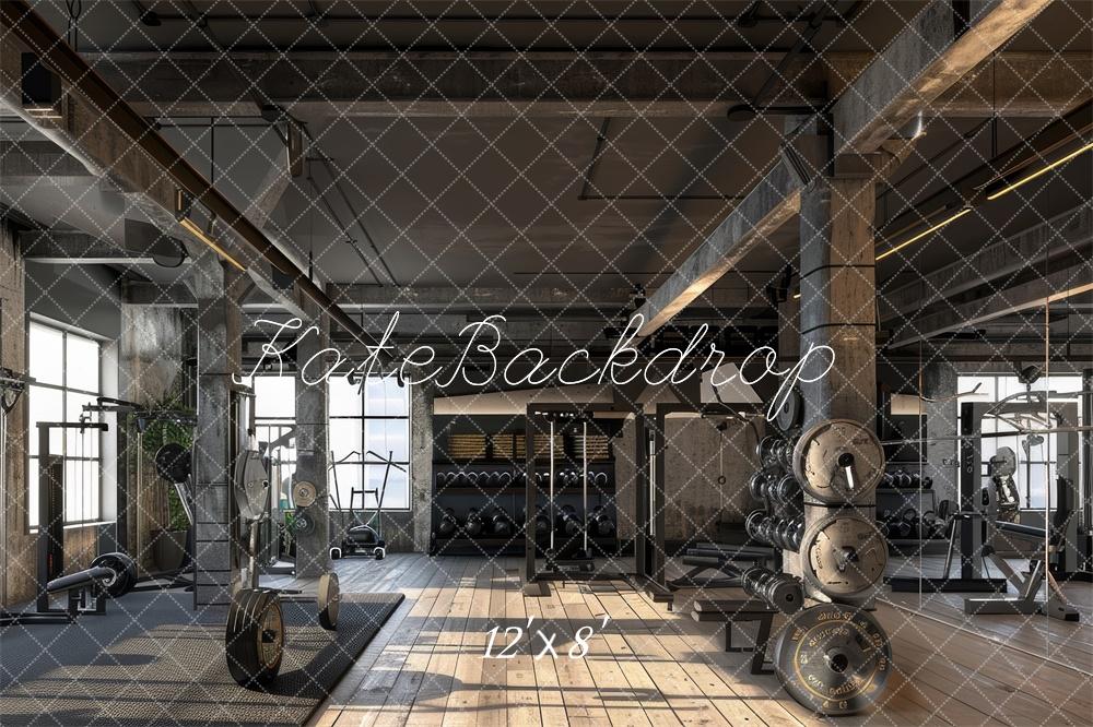 Kate Industrielle Turnhalle Fitness Interieur Fleece Hintergrund Entworfen von Lidia Redekopp - Kate Backdrop.de
