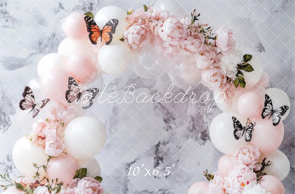 🔥50%OFF-Kate Frühling Blumen Luftballon Bogen Schmetterling Fleece Hintergrund - Kate Backdrop.de