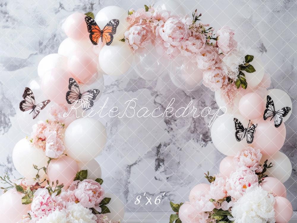 🔥50%OFF-Kate Frühling Blumen Luftballon Bogen Schmetterling Fleece Hintergrund - Kate Backdrop.de