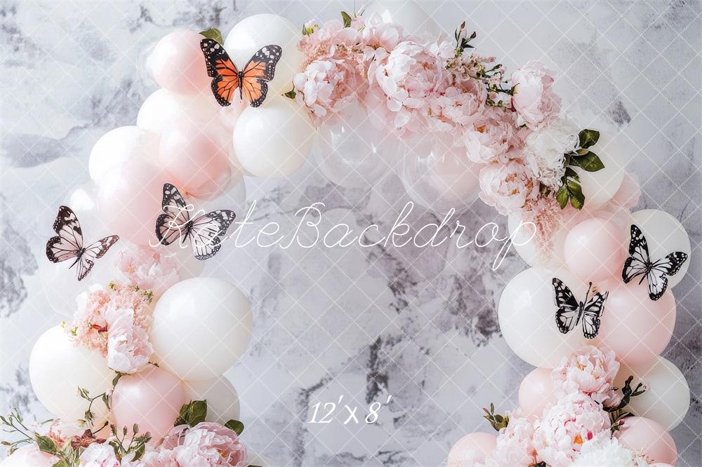 🔥50%OFF-Kate Frühling Blumen Luftballon Bogen Schmetterling Fleece Hintergrund - Kate Backdrop.de