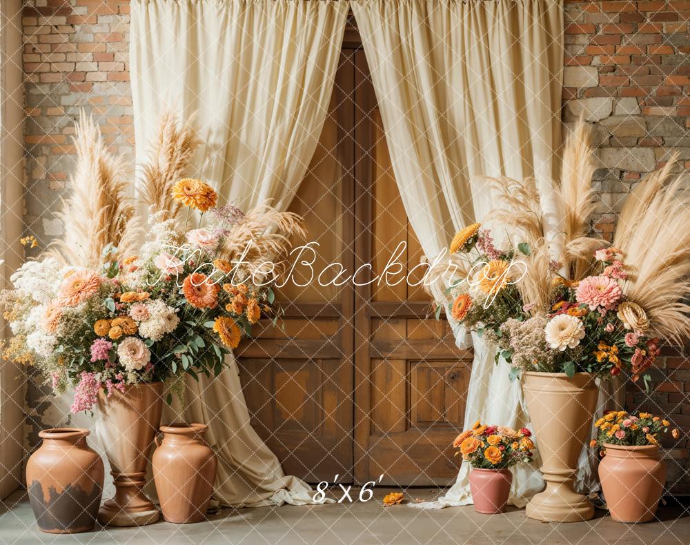 Kate Boho Blumen Rustikal Vorhang Hochzeit Fleece Hintergrund - Kate Backdrop.de