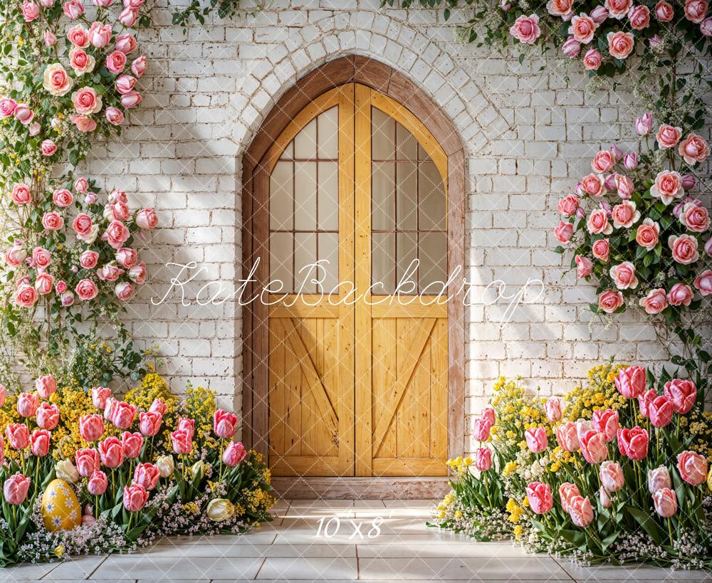 Kate Ostern Blumen Bogen Gelb Fleece Hintergrund - Kate Backdrop.de