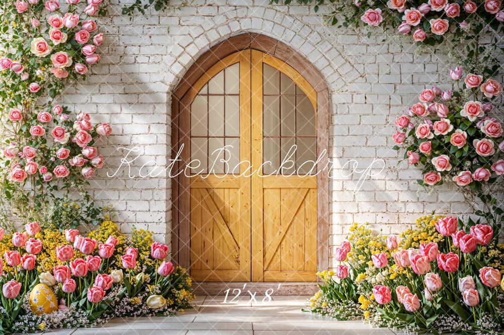 Kate Ostern Blumen Bogen Gelb Fleece Hintergrund - Kate Backdrop.de