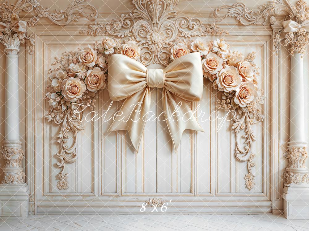 Kate Retrowand Blumenschleife Beige Fleece Hintergrund - Kate Backdrop.de