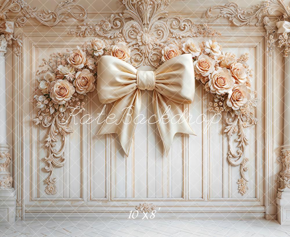 Kate Retrowand Blumenschleife Beige Fleece Hintergrund - Kate Backdrop.de